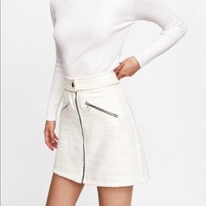 Zara tweed mini skirt with zip in front